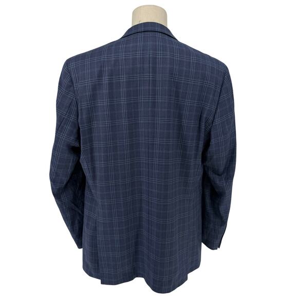 Daniel Hechter Paris Navy Blue Charcoal Grey Glen Sportcoat Wool Jacket Size 44L - Picture 3 of 10